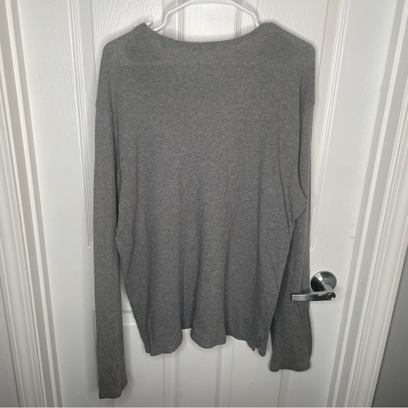 Vince Raw Edge Long Sleeve Henley T-Shirt in Gray L - Picture 4 of 15